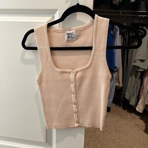 Princess Polly Cream Ribbed Tank Top